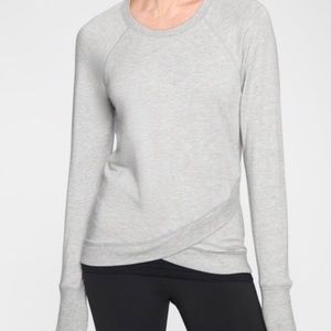 Athleta Soft Light Grey Criss Cross Sweater